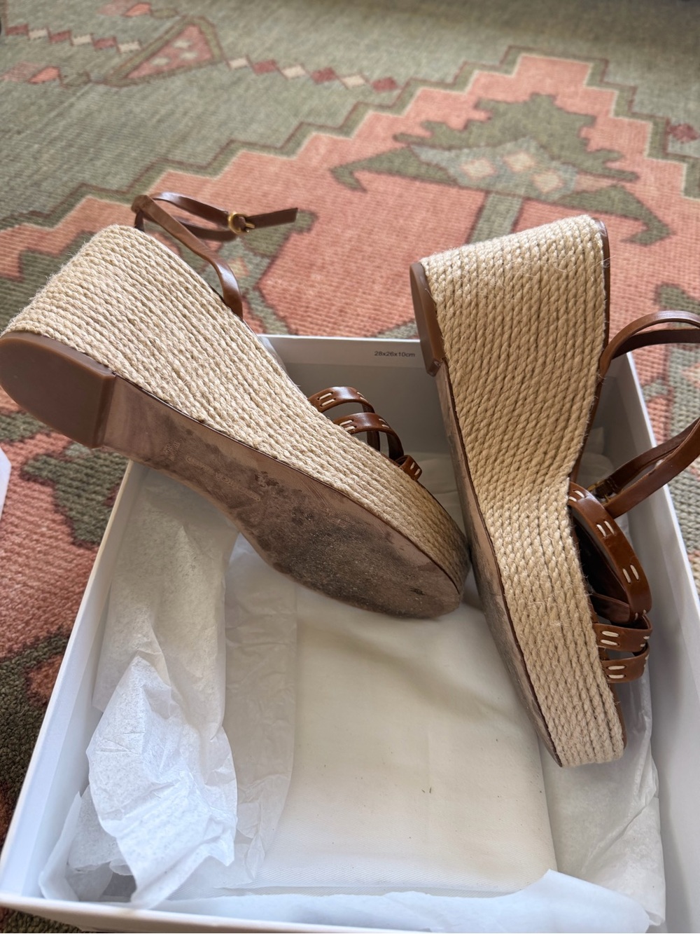 Veronica Beard Brown Leather Espadrille Ankle-Tie Sandals - Picture 3 of 6